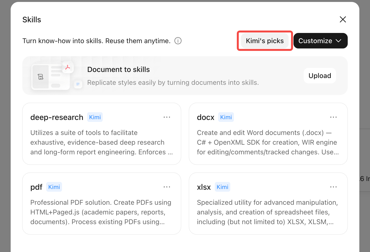 Recommended skills