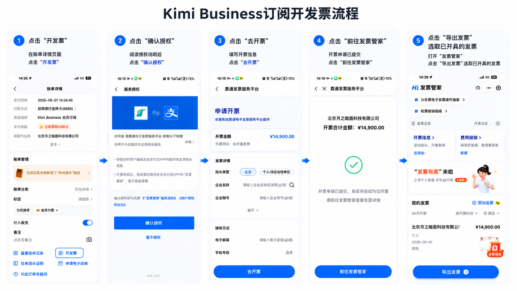 Kimi Business 订阅开发票流程