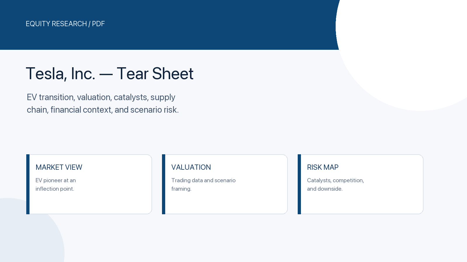 Tesla Valuation Tear Sheet